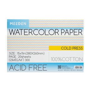 MEEDEN Carta per acquerello a grana grossa pressata a freddo & pressata a caldo & 