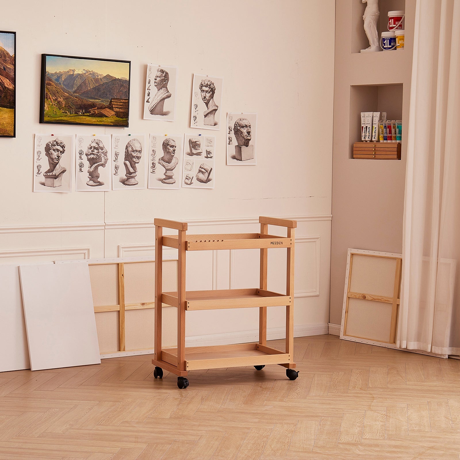 MEEDEN 3-stöckiger Aufbewahrungs-Kunstwagen/Kunstwagen –W13