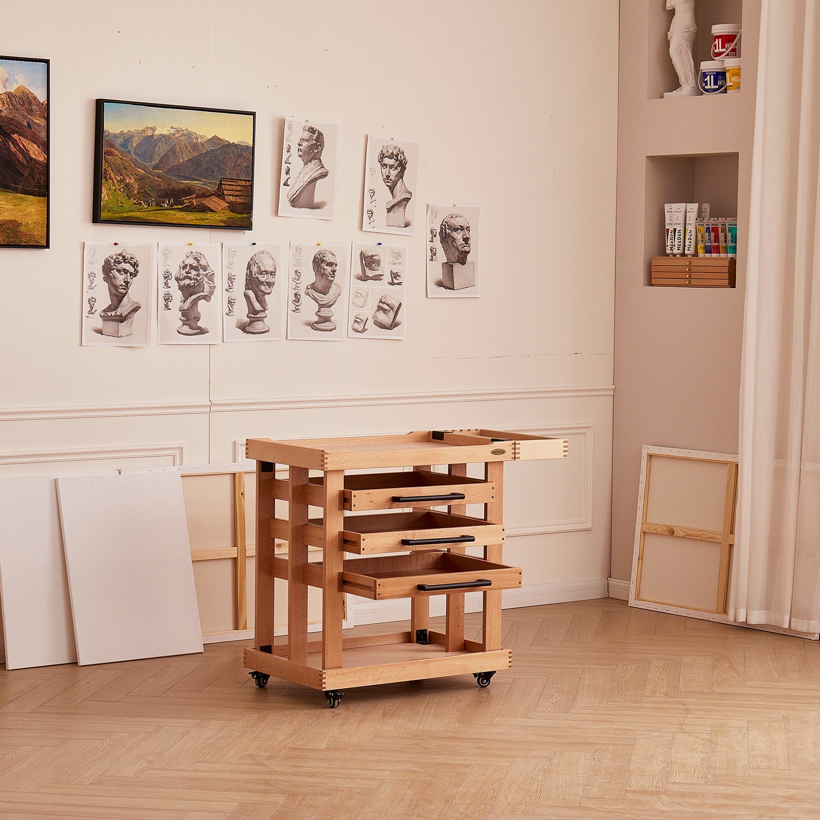 MEEDEN Deluxe Kunstnersupplierings Lageringsvogn, 5-Lags Taboret-W13H