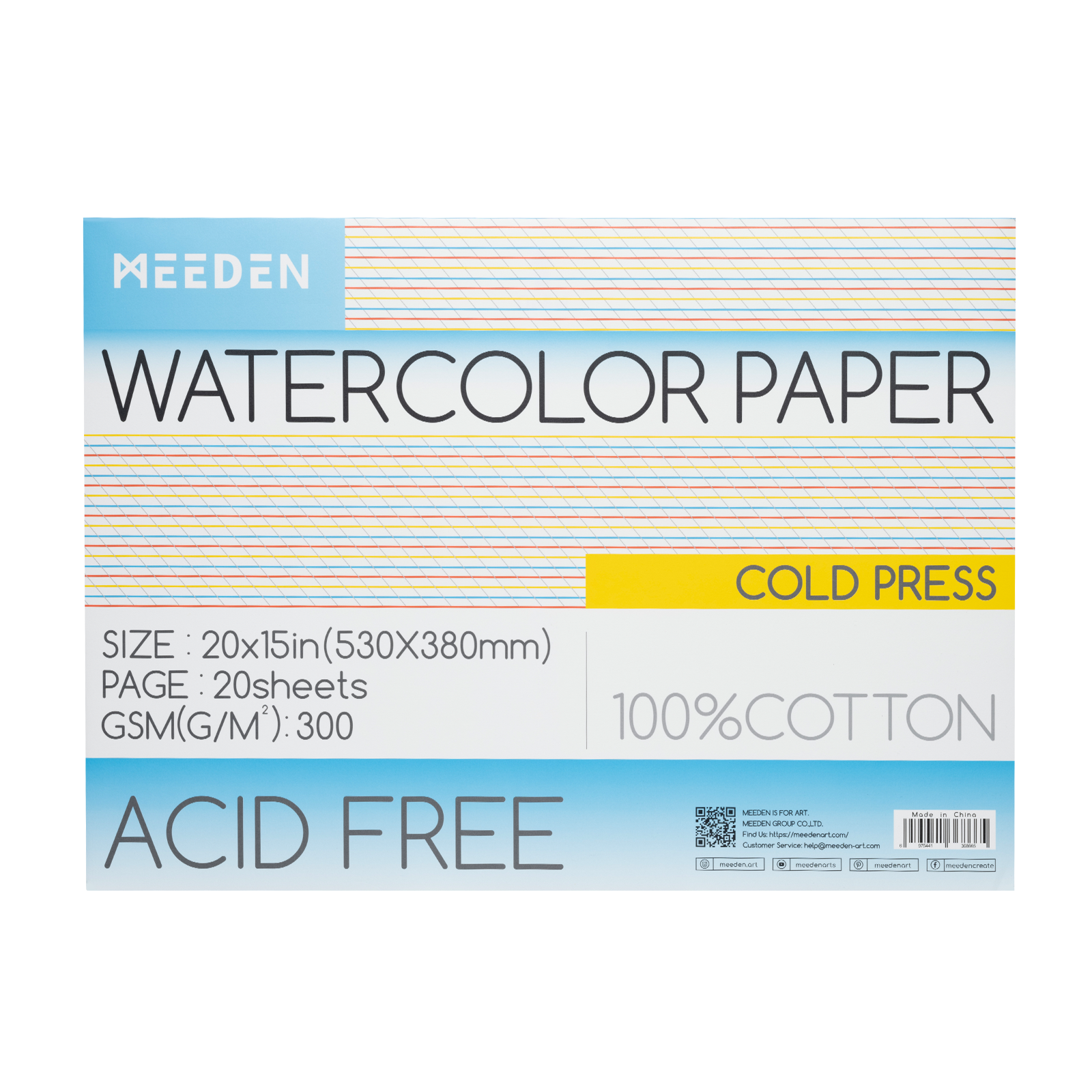 MEEDEN Carta per acquerello a grana grossa pressata a freddo & pressata a caldo & 