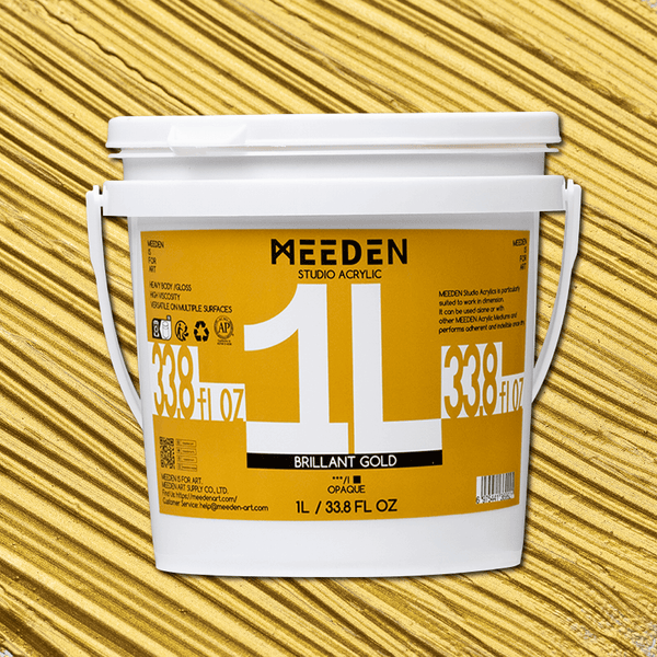 MEEDEN Studio Acrylic Paint,  Metallic Brilliant Gold, 1 L / 33.8 oz