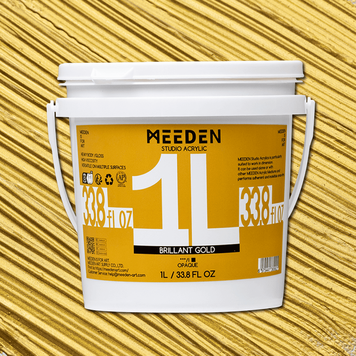 MEEDEN Studio Acrylic Paint,  Metallic Brilliant Gold, 1 L / 33.8 oz