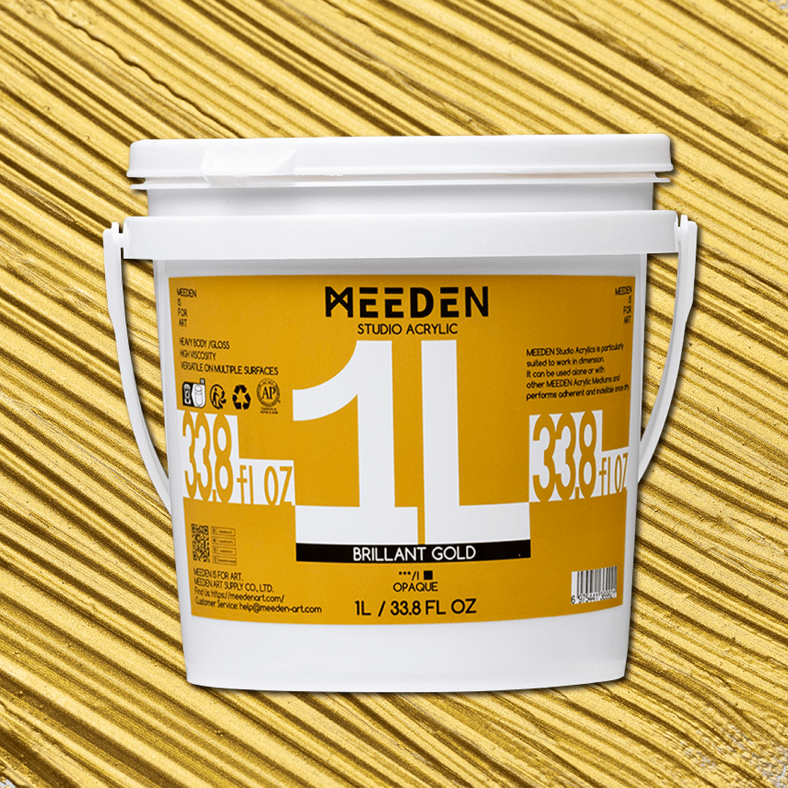 MEEDEN Studio Acrylic Paint,  Metallic Brilliant Gold, 1 L / 33.8 oz