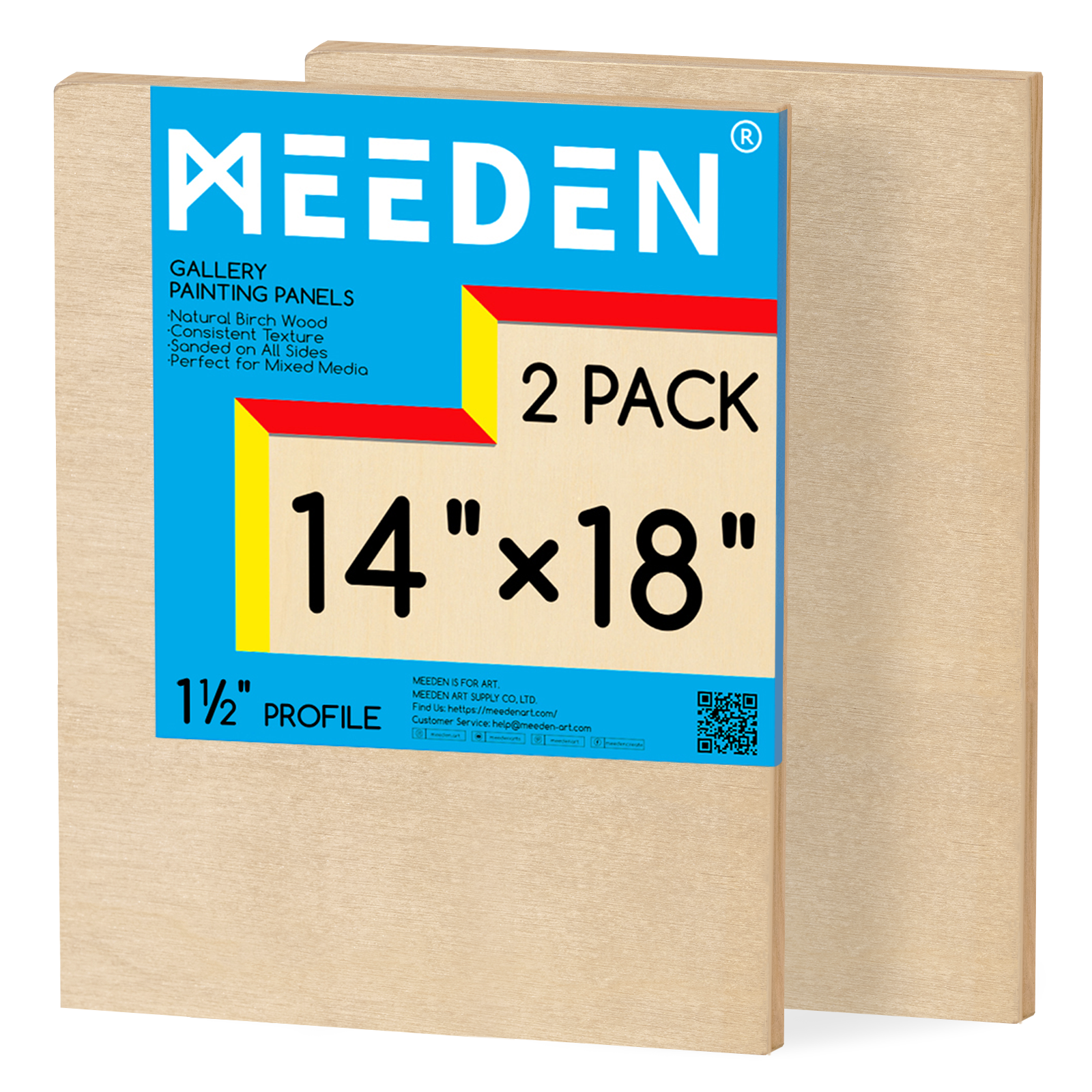 MEEDEN Artist Birch Wood Canvas Board, 1-1/2” dyb