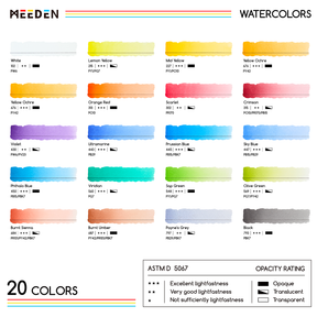 MEEDEN Professional Artist Watercolor Paint 20 Colors, 15ml