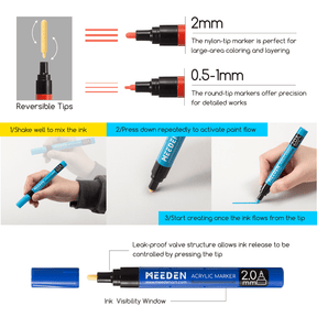 MEEDEN Acrylic Paint Markers Set - 20 Colors