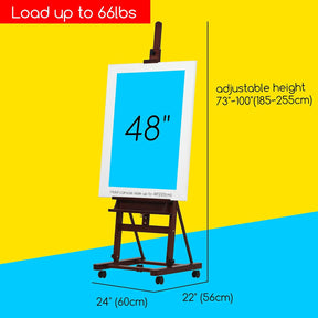 MEEDEN H-Frame Artist Easel with Storage Tray-Dark Walnut-W02
