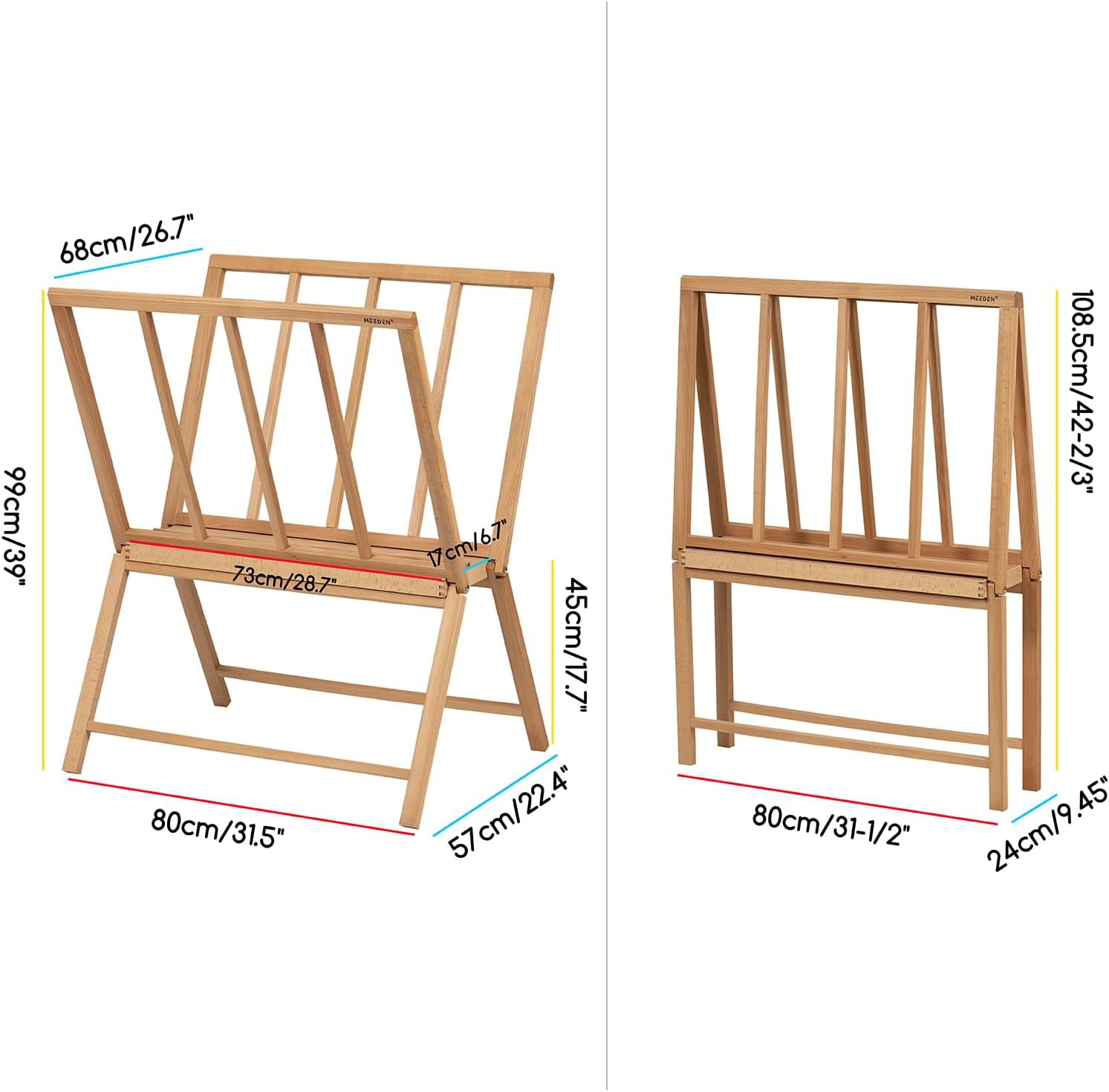 MEEDEN Folding Large Print Rack-Natural Wood-Large