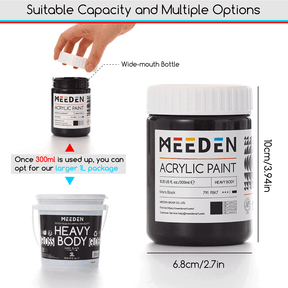MEEDEN Black and White  Heavy Body Acrylic Paint, 300ml/10oz, 2 Jars