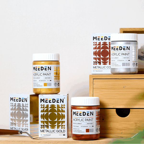 MEEDEN Heavy Body Metallic Acrylic Paint Set, 3 x 300ml