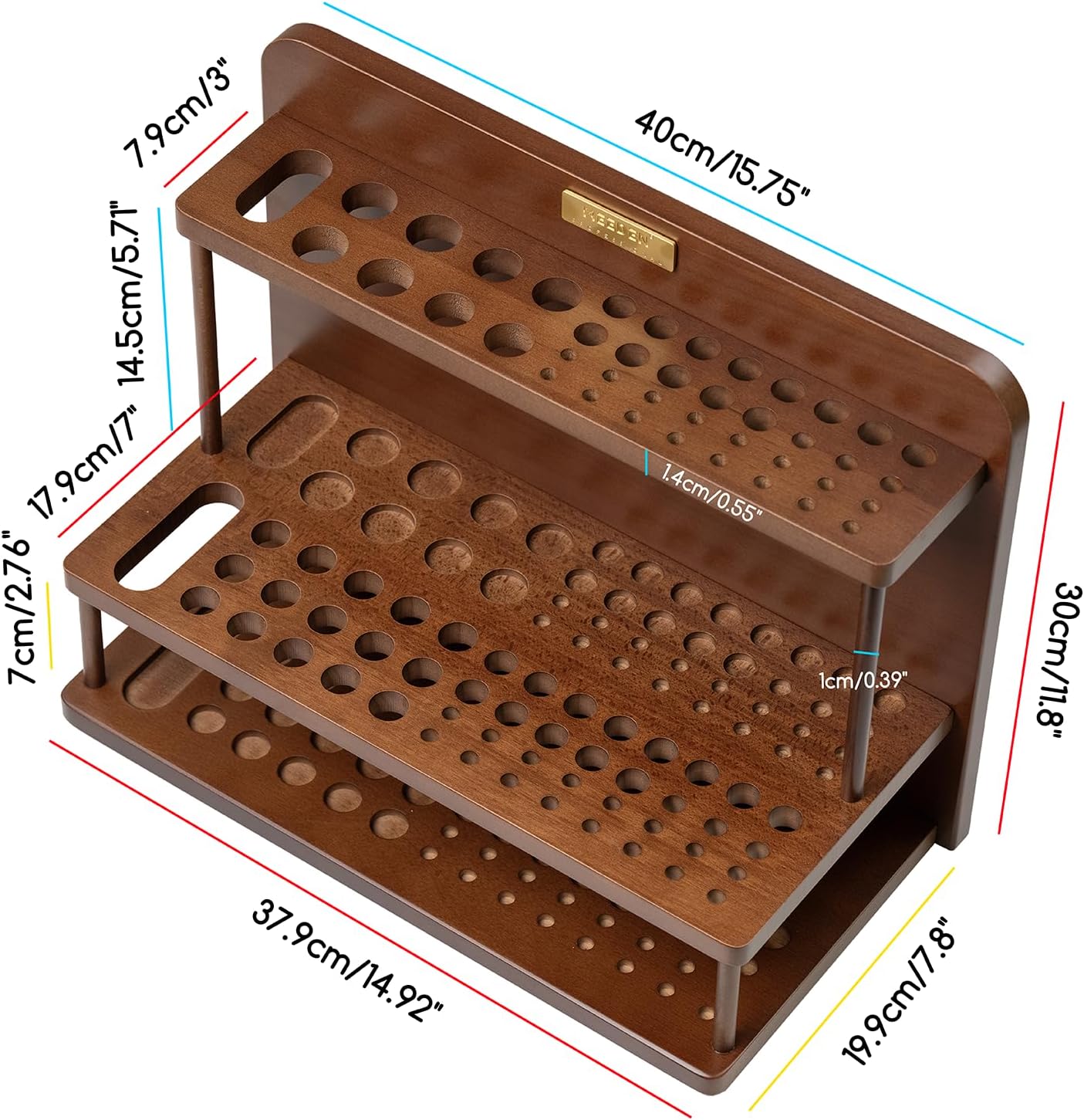 MEEDEN Organizador de Pinceles de Madera de 2 Niveles Pro - BJ-01