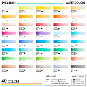 MEEDEN Professional Artist Watercolor Paint 40 Colors, 15ml