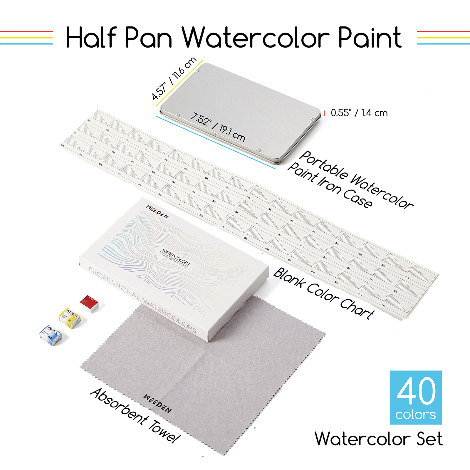 MEEDEN Artist Watercolour Paint 40 Colors, 15ml