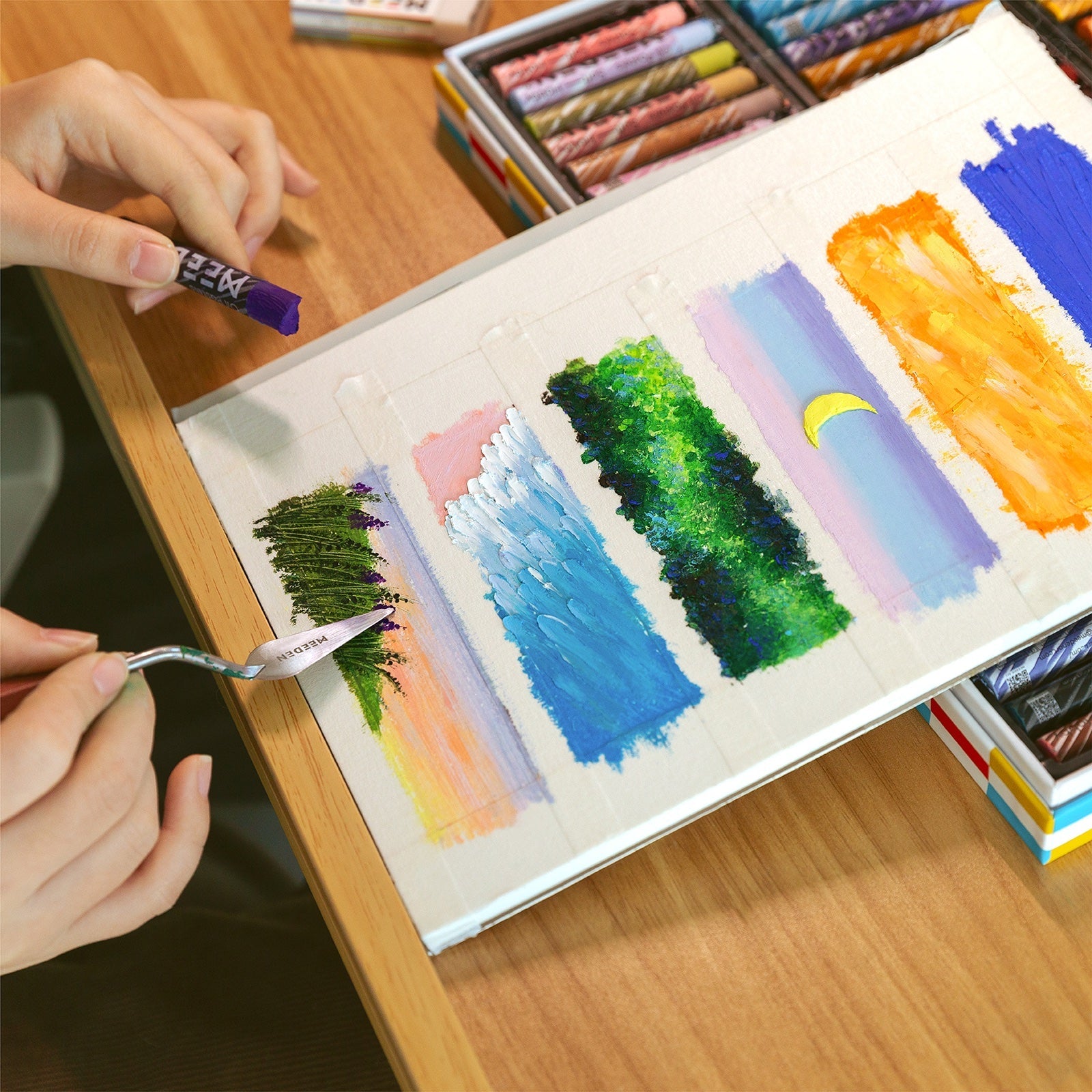 MEEDEN Pastels à l'huile doux, 48 Couleurs + 4 Blancs bonus