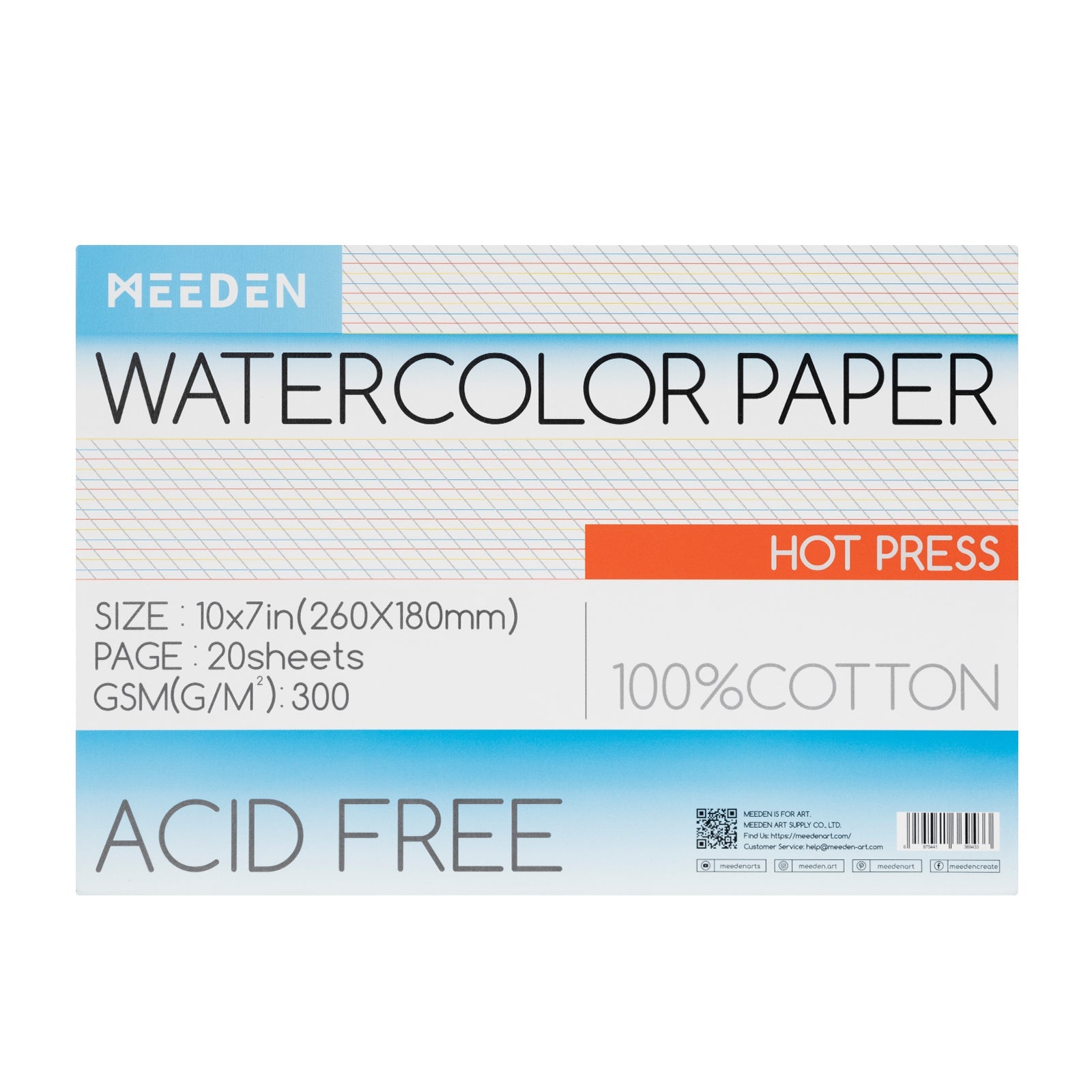 MEEDEN Carta per acquerello a grana grossa pressata a freddo & pressata a caldo & 