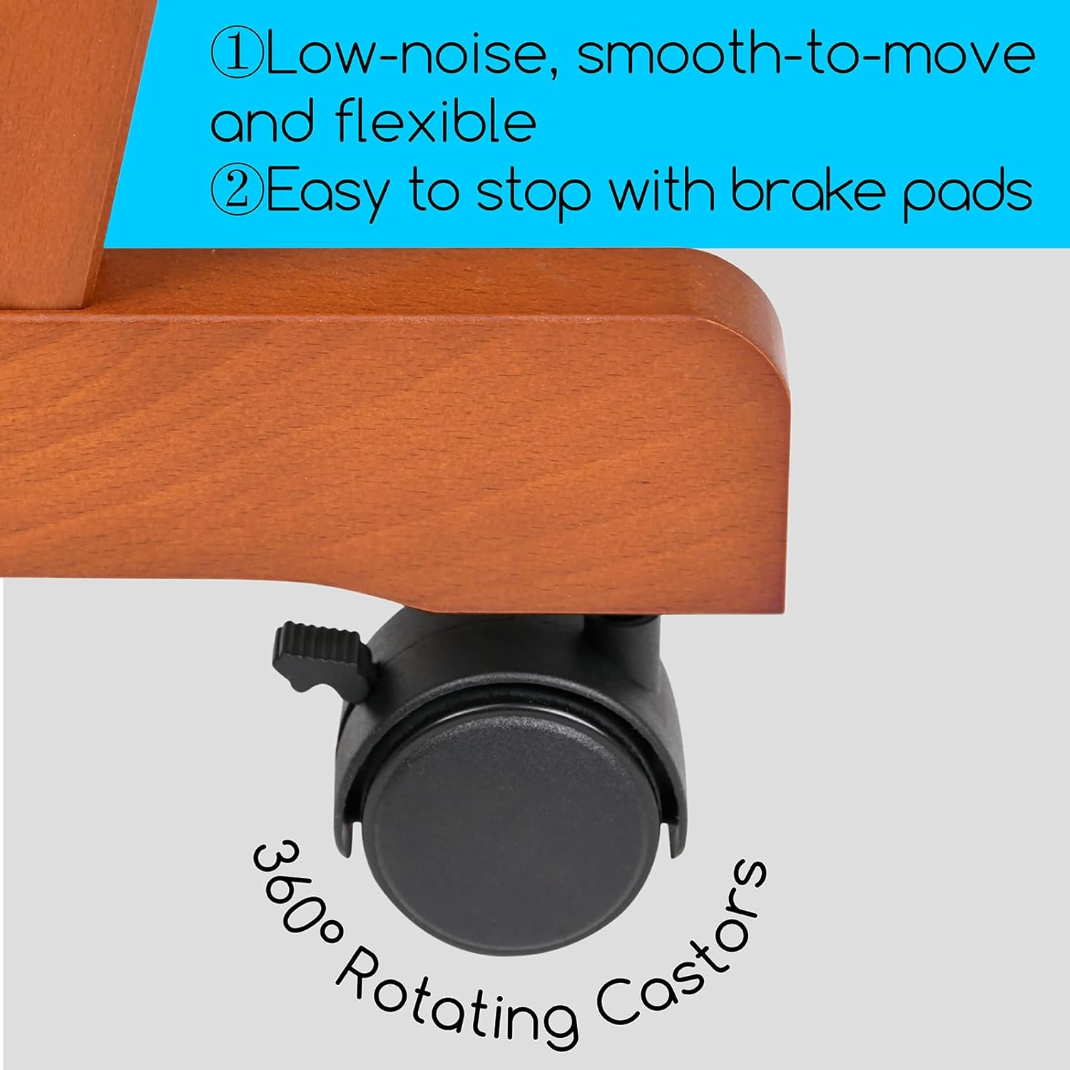 MEEDEN Houten Grote Printrek met Castors, Licht Walnootkleur-ES-6006