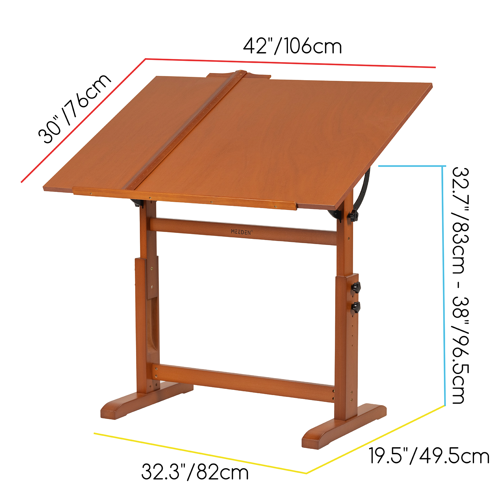 MEEDEN Tavolo da Disegno in Legno Extra Large, Noce Chiaro