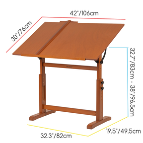 MEEDEN Tavolo da Disegno in Legno Extra Large, Noce Chiaro