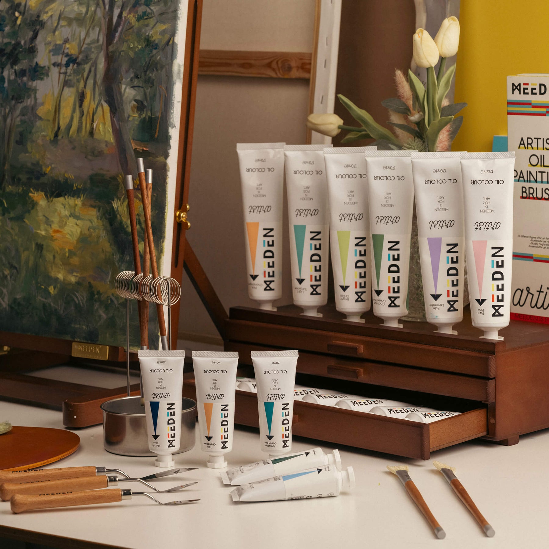 MEEDEN Ölfarbe in Künstlerqualität – 60 ml, 12 Tuben
