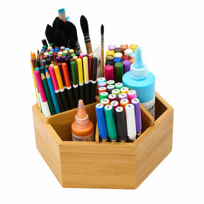 MEEDEN Bamboo Rotating Art Supply Organizer