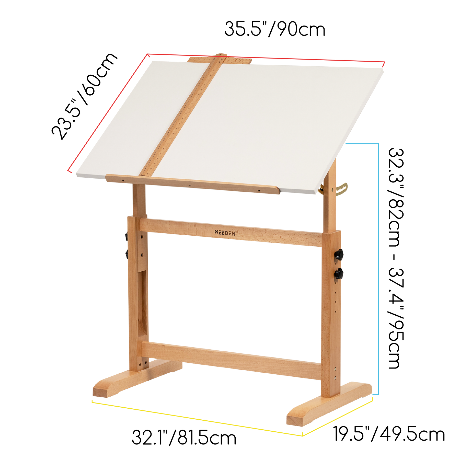MEEDEN Adjustable Wooden Drafting Table, White-XSZ-5