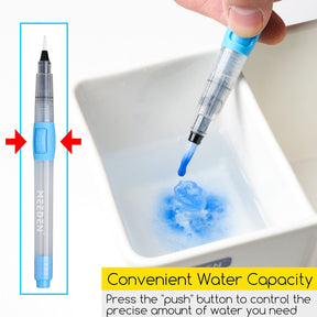 MEEDEN Water Brush Pens Set, 3 Pieces Refillable Water Color Brush Pen Set