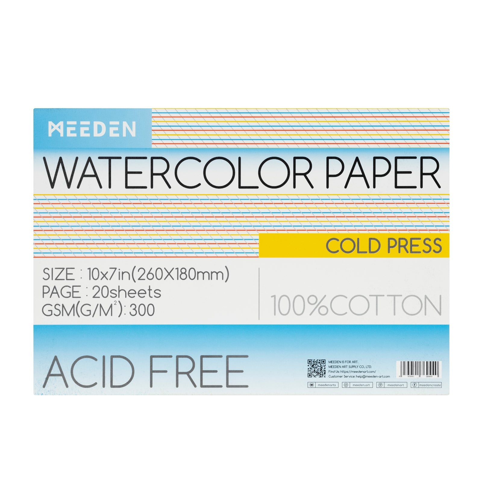 MEEDEN Carta per acquerello a grana grossa pressata a freddo & pressata a caldo & 