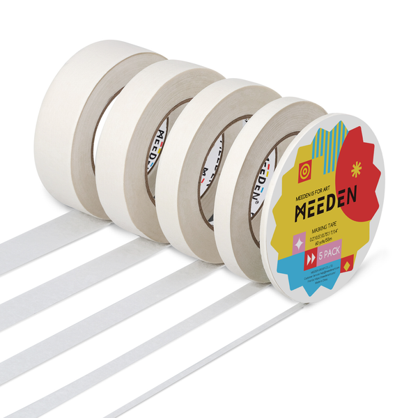 MEEDEN 5 Pack Artist Tape 0.2",0.5",0.75",1.0",1.4" 180.45FT (55m) Art Tape