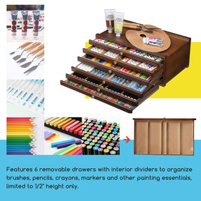 MEEDEN Cassetta di Immagazzinaggio per Materiali Artistici a 6 Cassetti, Colore Noce