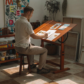MEEDEN Tavolo da Disegno in Legno Extra Large, Noce Chiaro