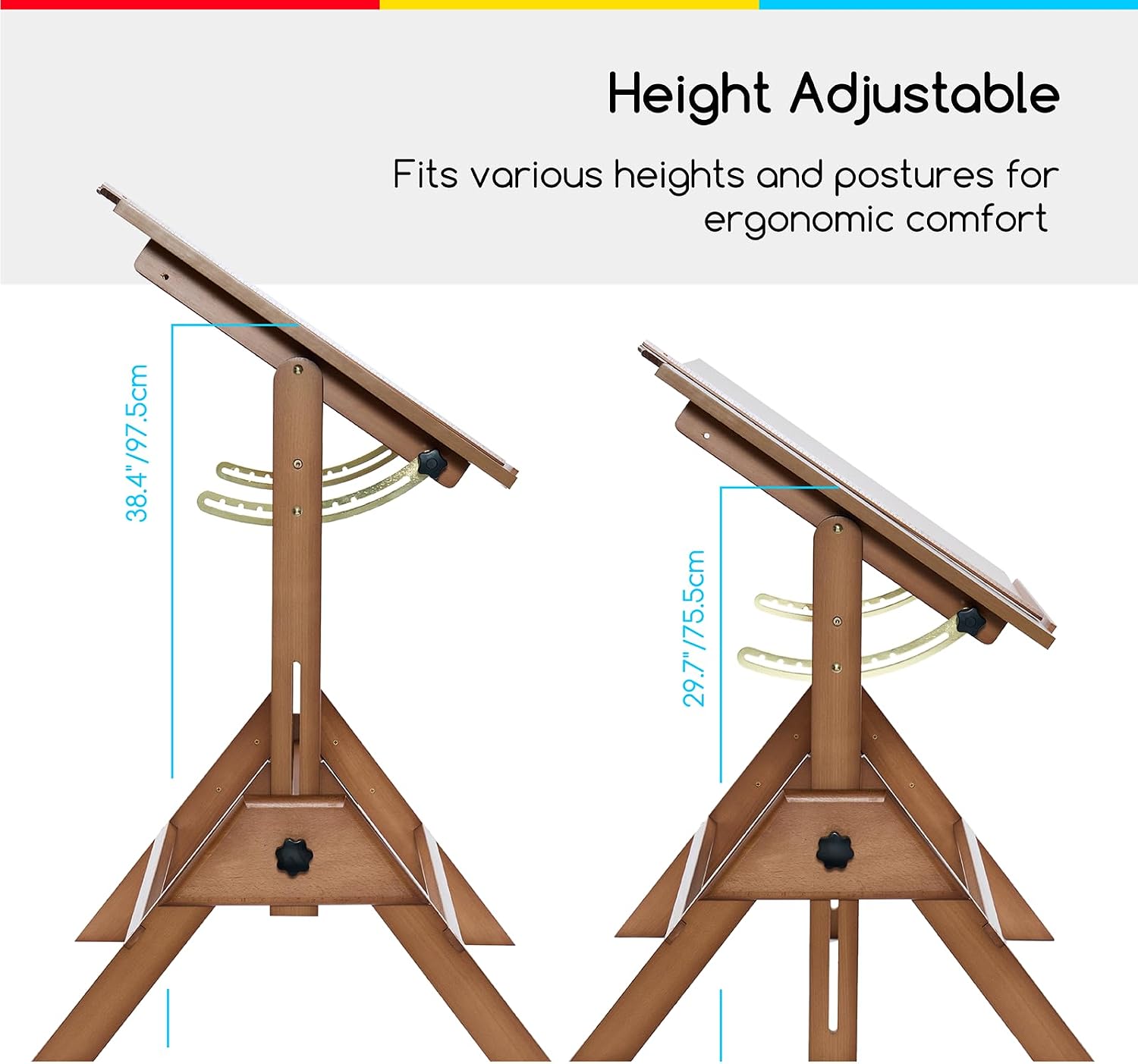 MEEDEN Adjustable Wooden Drafting Table, Walnut-XSZ-2