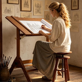 MEEDEN Adjustable Wooden Drafting Table, Walnut-XSZ-2