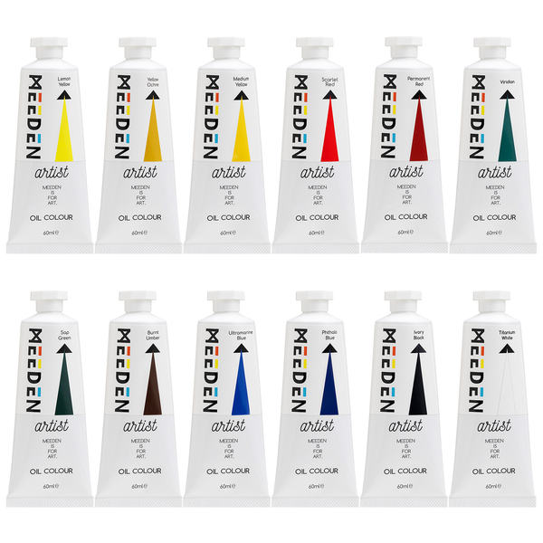 MEEDEN Ölfarbe in Künstlerqualität – 60 ml, 12 Tuben