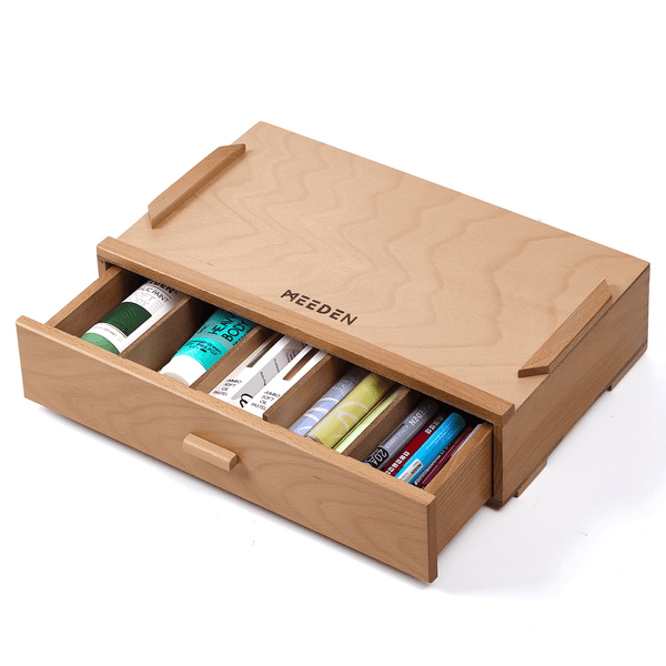 MEEDEN Single Drawer Wooden Art Supply Storage Box with Dividers