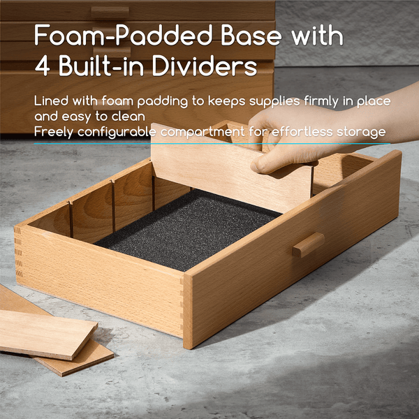 MEEDEN Single Drawer Wooden Art Supply Storage Box with Dividers