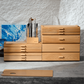 MEEDEN Single Drawer Wooden Art Supply Storage Box with Dividers