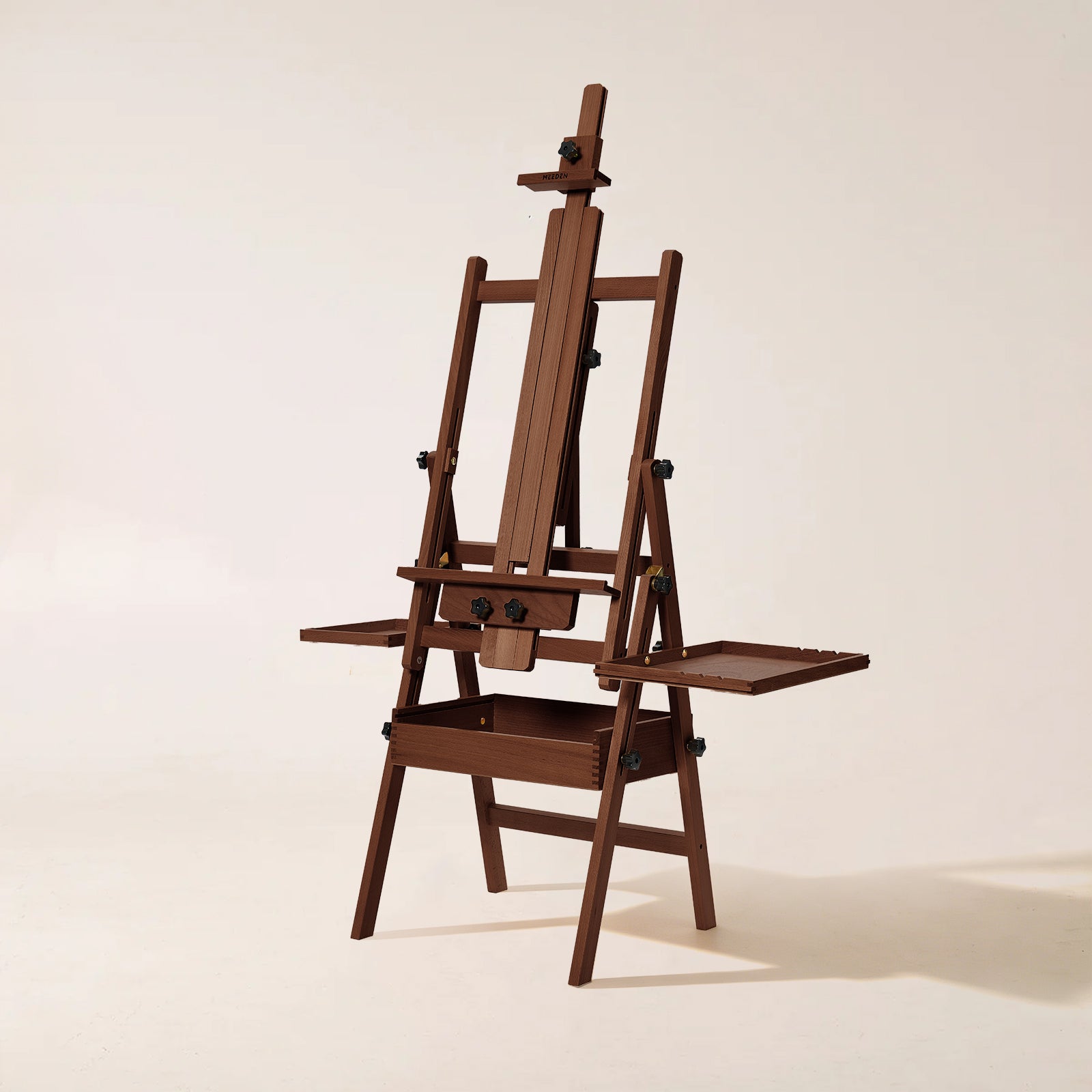 MEEDEN Painting Easel with Storage-Dark Walnut