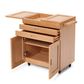MEEDEN Solid Beech Wood Art Storage Cart with Drawers,Natural