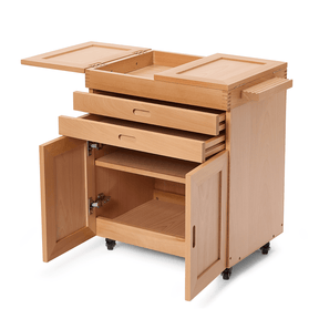 MEEDEN Solid Beech Wood Art Storage Cart with Drawers,Natural