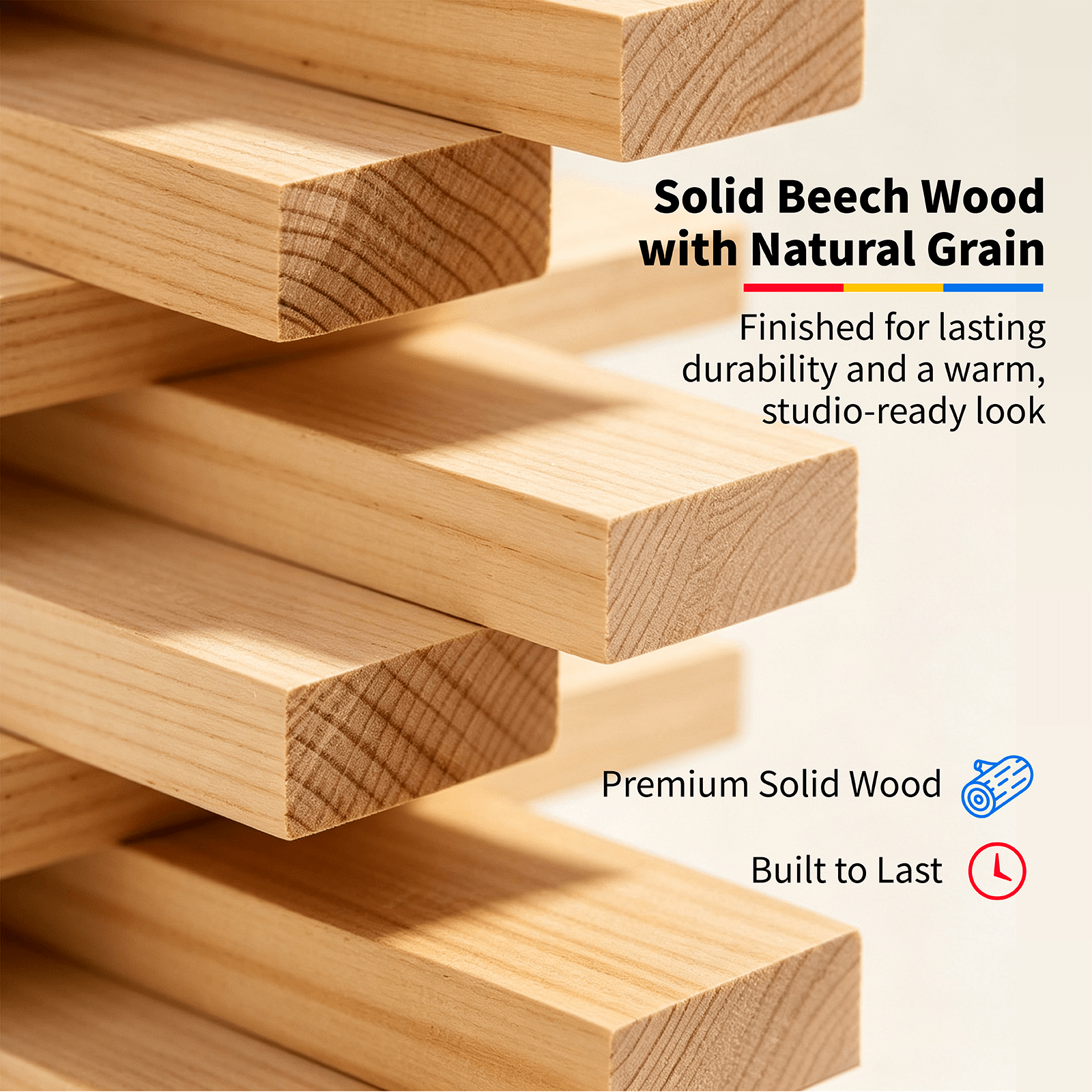 MEEDEN Solid Beech Wood Art Storage Cart with Drawers,Natural