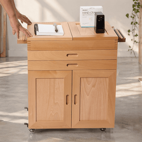 MEEDEN Solid Beech Wood Art Storage Cart with Drawers,Natural