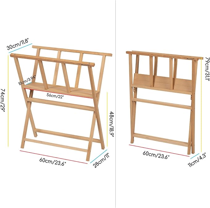 MEEDEN Folding Art Print Rack-Natural Wood -Small