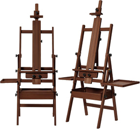 MEEDEN Large H-Frame Wooden Easel with Storage Drawer - Dark Walnut