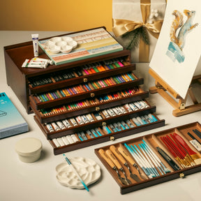 MEEDEN Cassetta di Immagazzinaggio per Materiali Artistici a 6 Cassetti, Colore Noce
