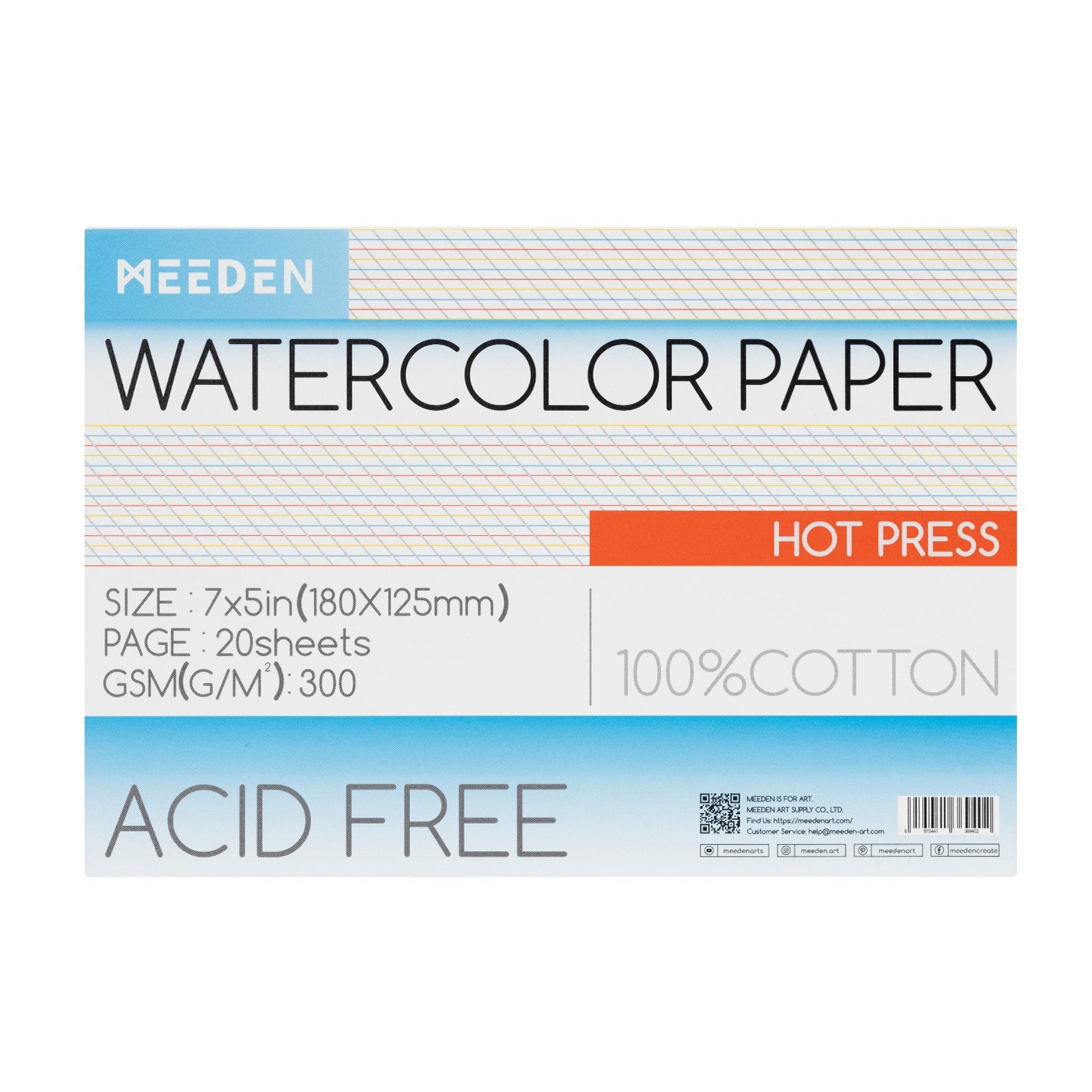 MEEDEN Carta per acquerello a grana grossa pressata a freddo & pressata a caldo & 