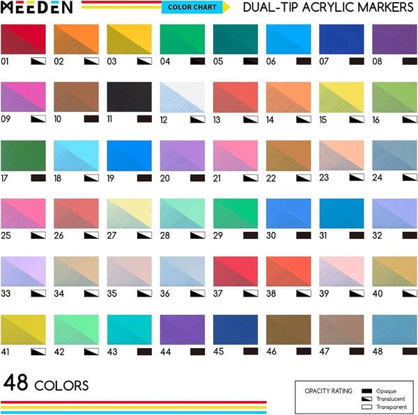 MEEDEN Dual Tip Acrylic Paint Markers, 48 Colors