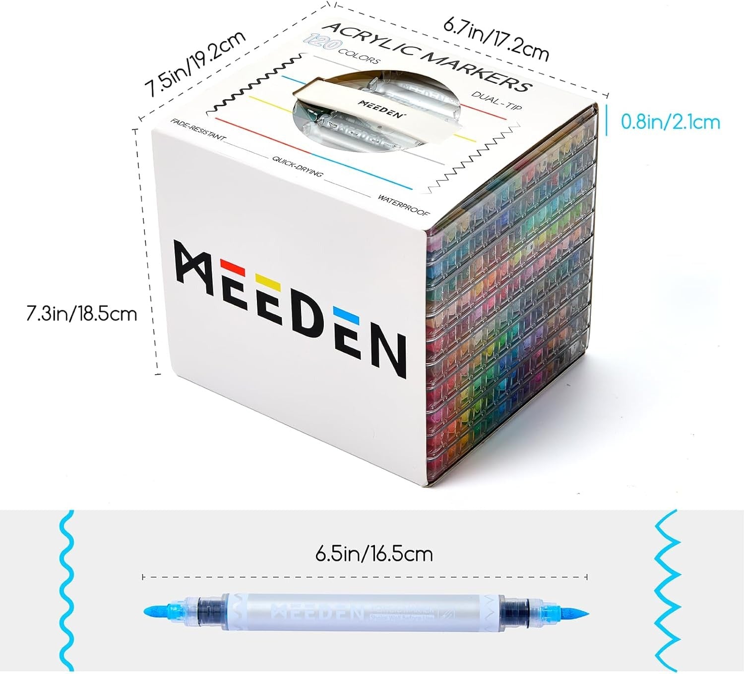 MEEDEN Dual Tip Acrylic Paint Markers, 120 Colors