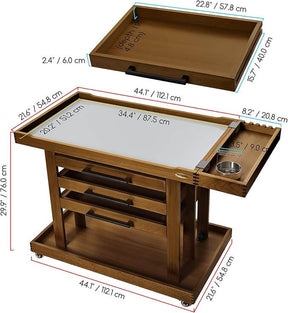 MEEDEN Extra Large Wooden Art Supply Storage Cart：Walnut