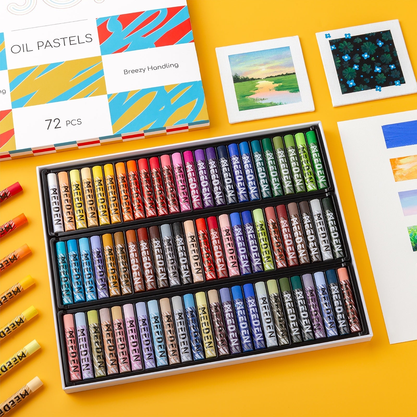 MEEDEN Set de Pasteles al Óleo Suaves, 72 Colores Vibrantes
