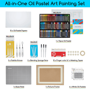 MEEDEN Soft Oil Pastel Set, 102pcs Art Kit with 72 Colors & Extra White Pastels
